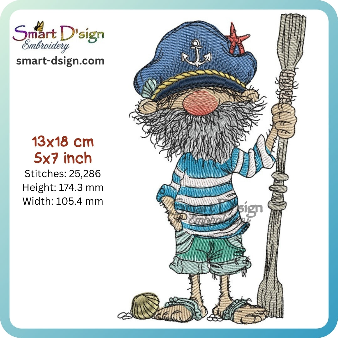 Kapitän Barfuß – Maritime Doodle Stickdatei