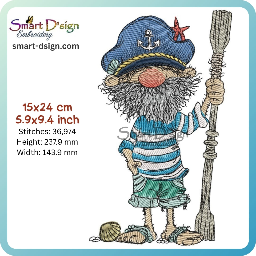 Kapitän Barfuß – Maritime Doodle Stickdatei