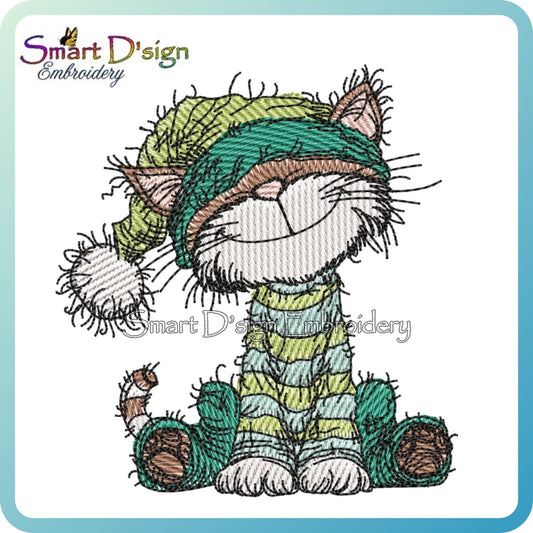 Happy Cat in Pyjamas