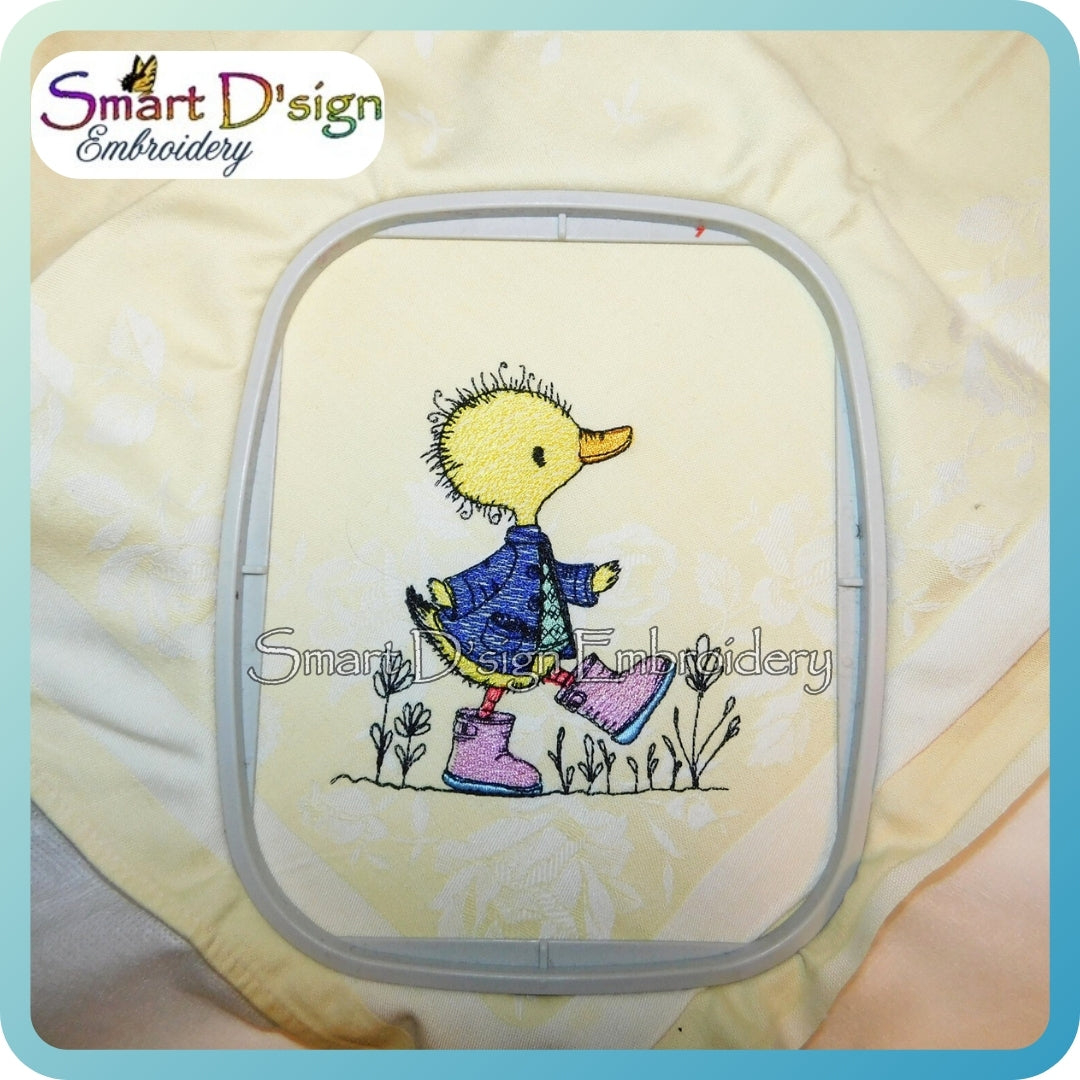 Frühlingsente mit Gummistiefeln