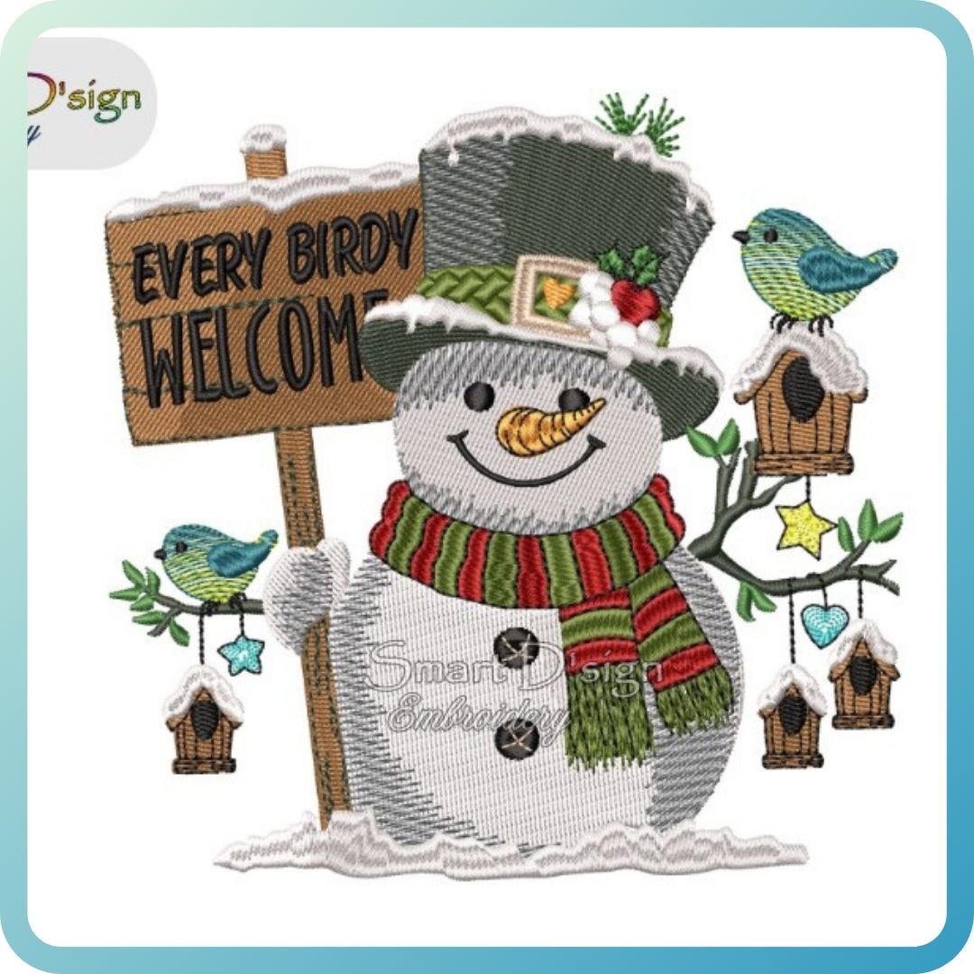 SCHNEEMANN MIT VÖGELN