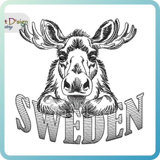 Moose Sketch Embroidery Design – SWEDEN Lettering