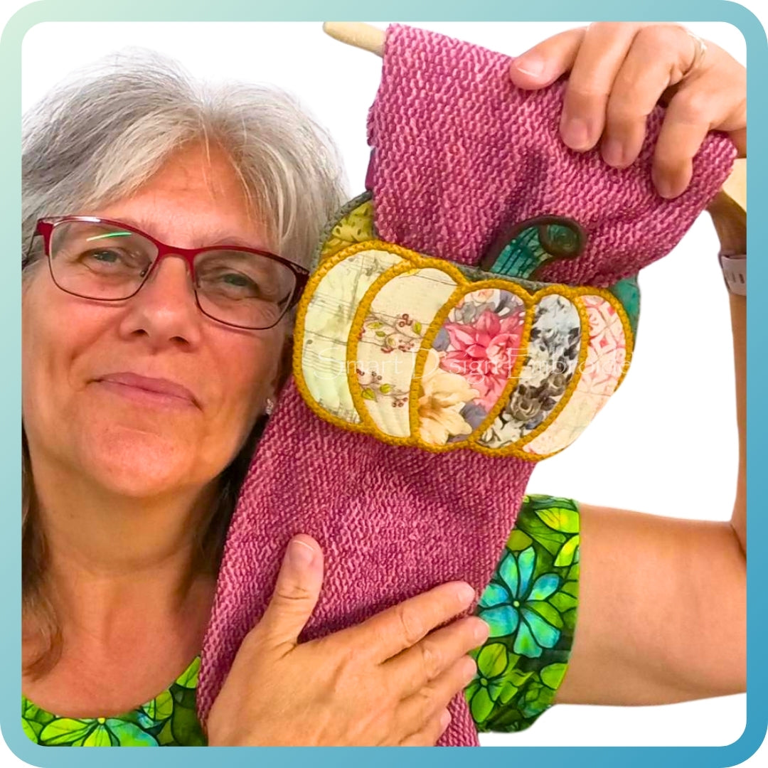 ITH PATCHWORK PUMPKIN WRAP AROUND Hanging Towel Topper