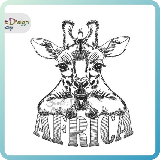 Giraffe Sketch Embroidery Design – AFRICA Lettering