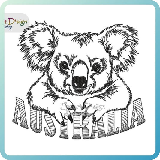 Koala Sketch Embroidery Design – AUSTRALIA Lettering