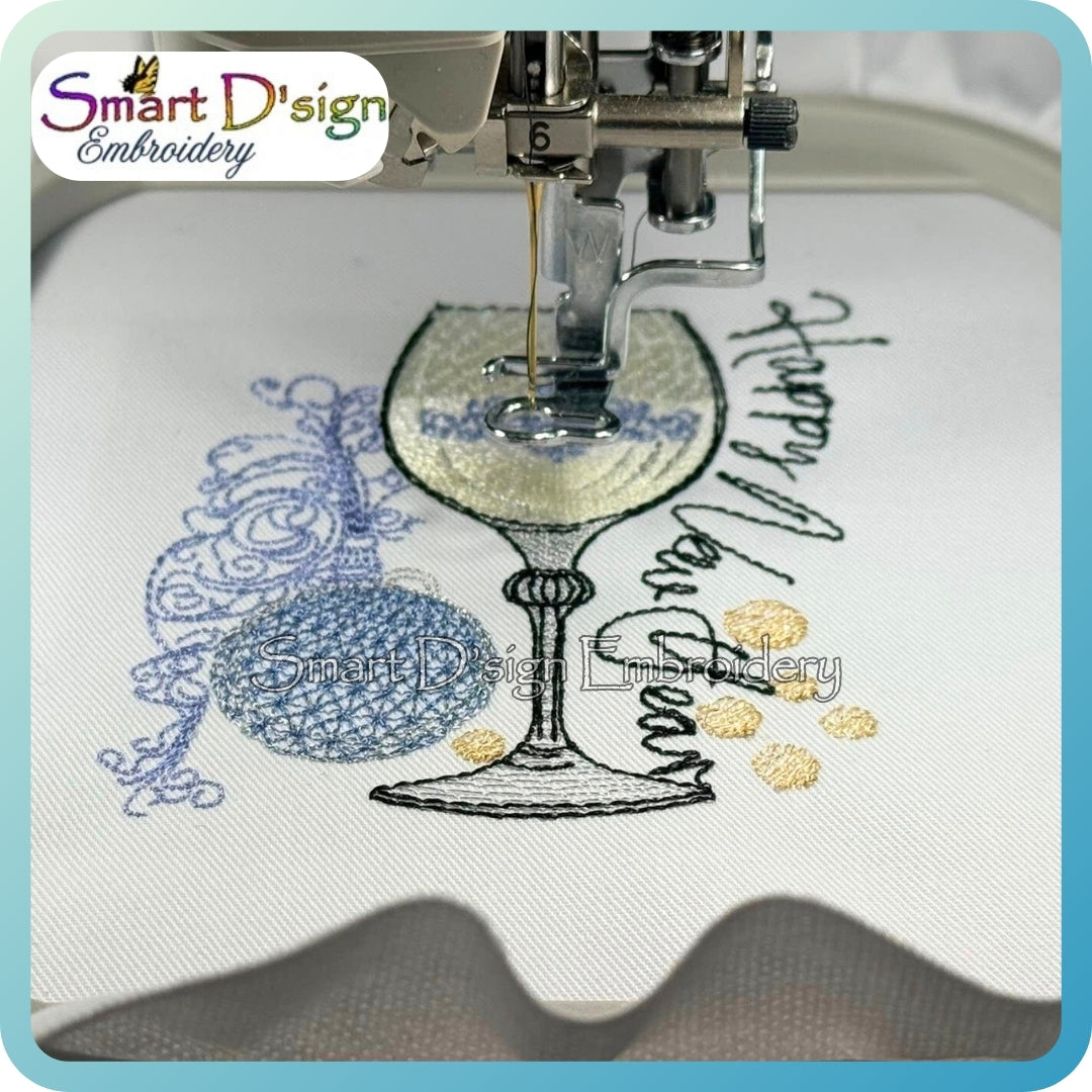 Happy New Year Champagner Glas