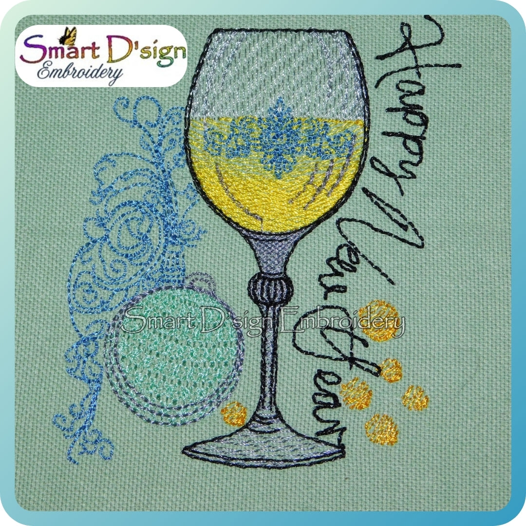 Happy New Year Champagner Glas