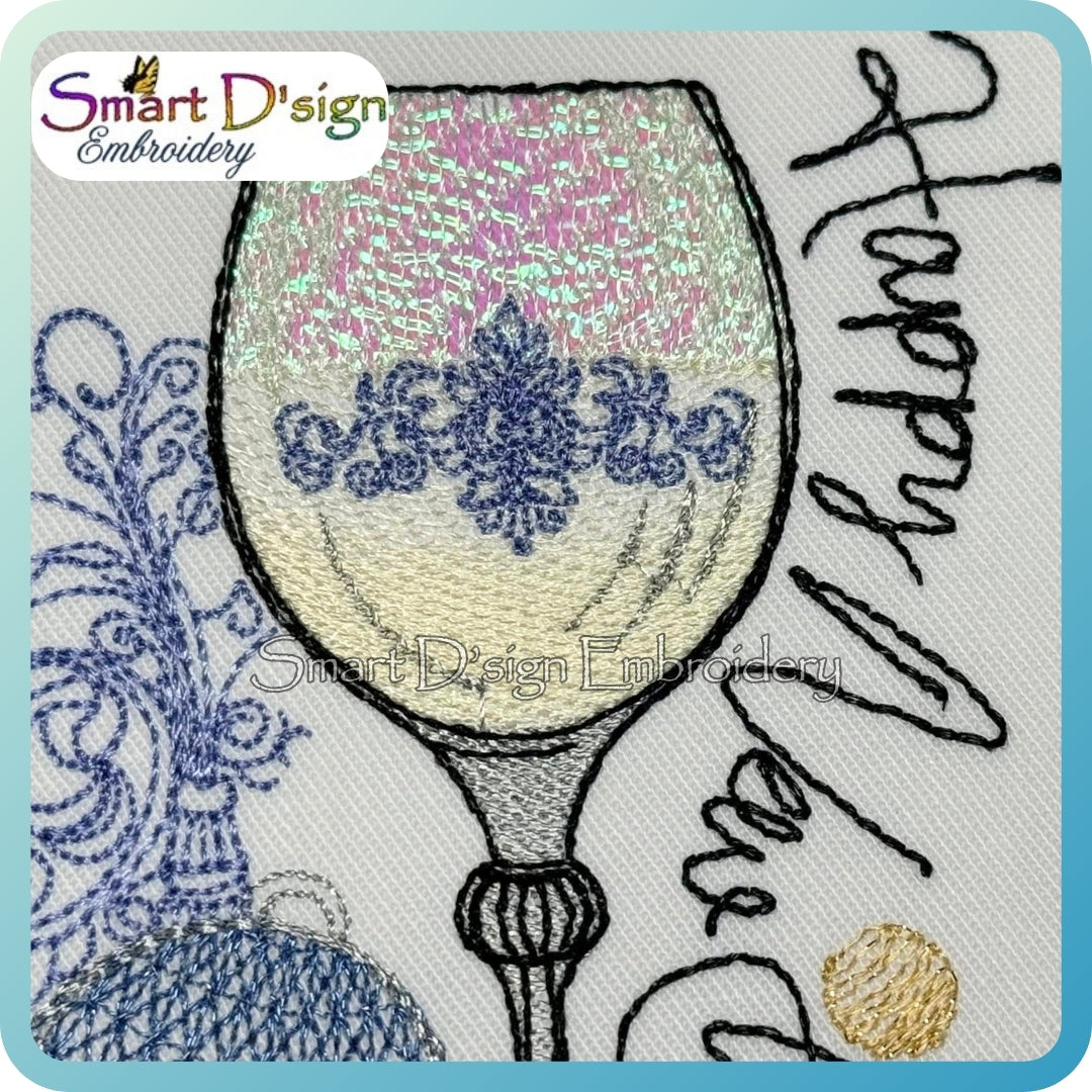 Happy New Year Champagner Glas