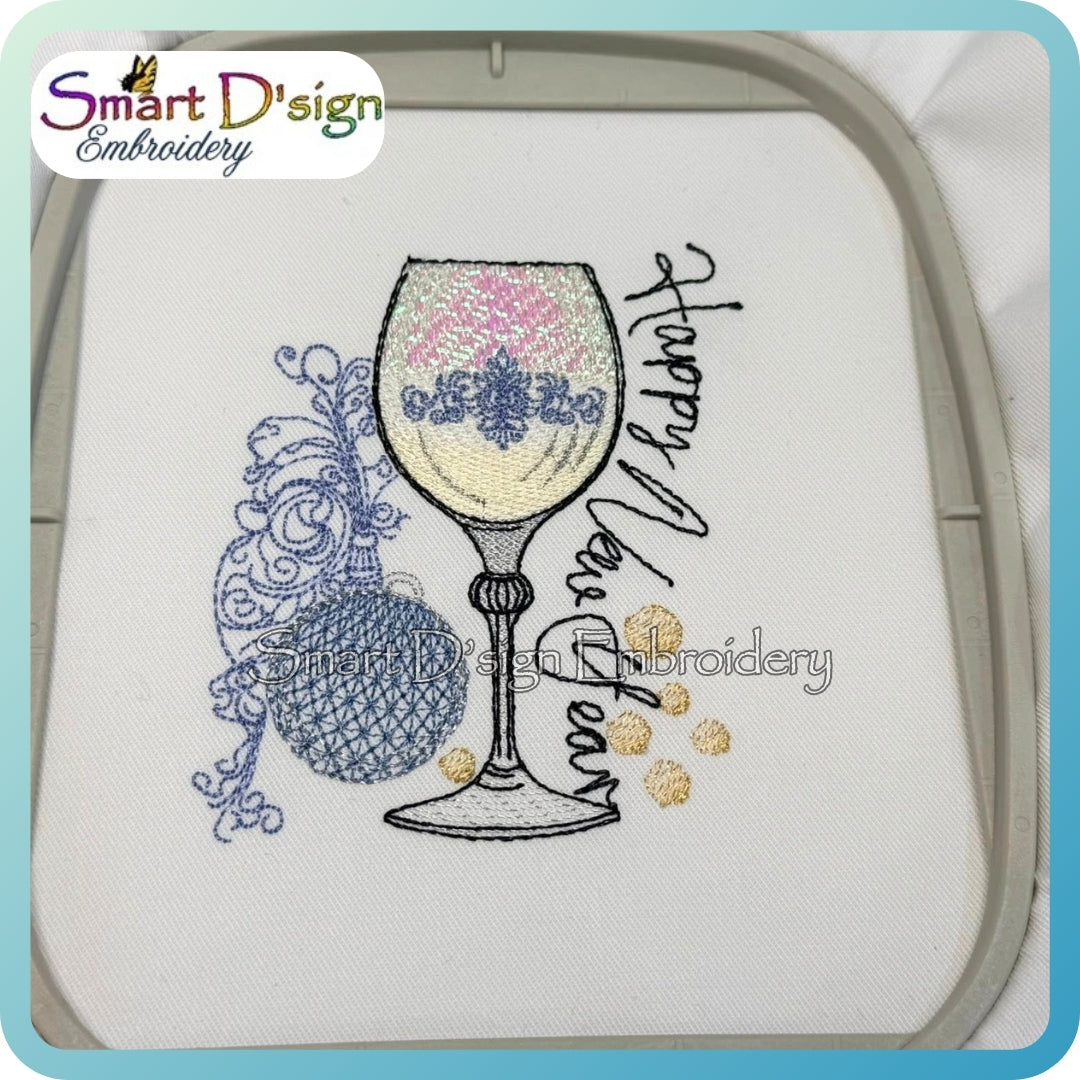 Happy New Year Champagner Glas