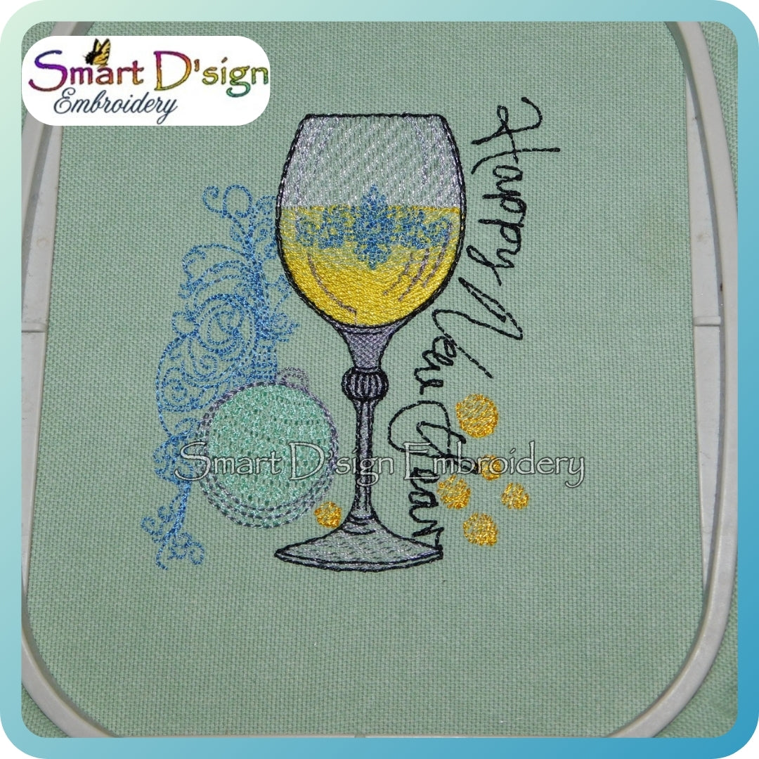 Happy New Year Champagner Glas