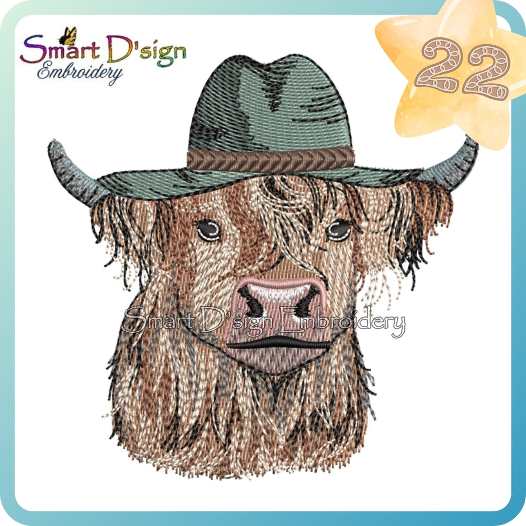 Highland Cow with Cowboy Hat