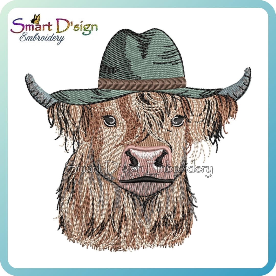 Highland Cow with Cowboy Hat