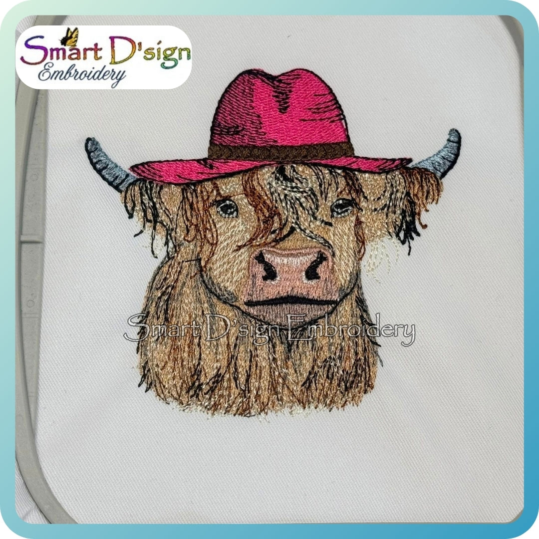Highland Cow with Cowboy Hat