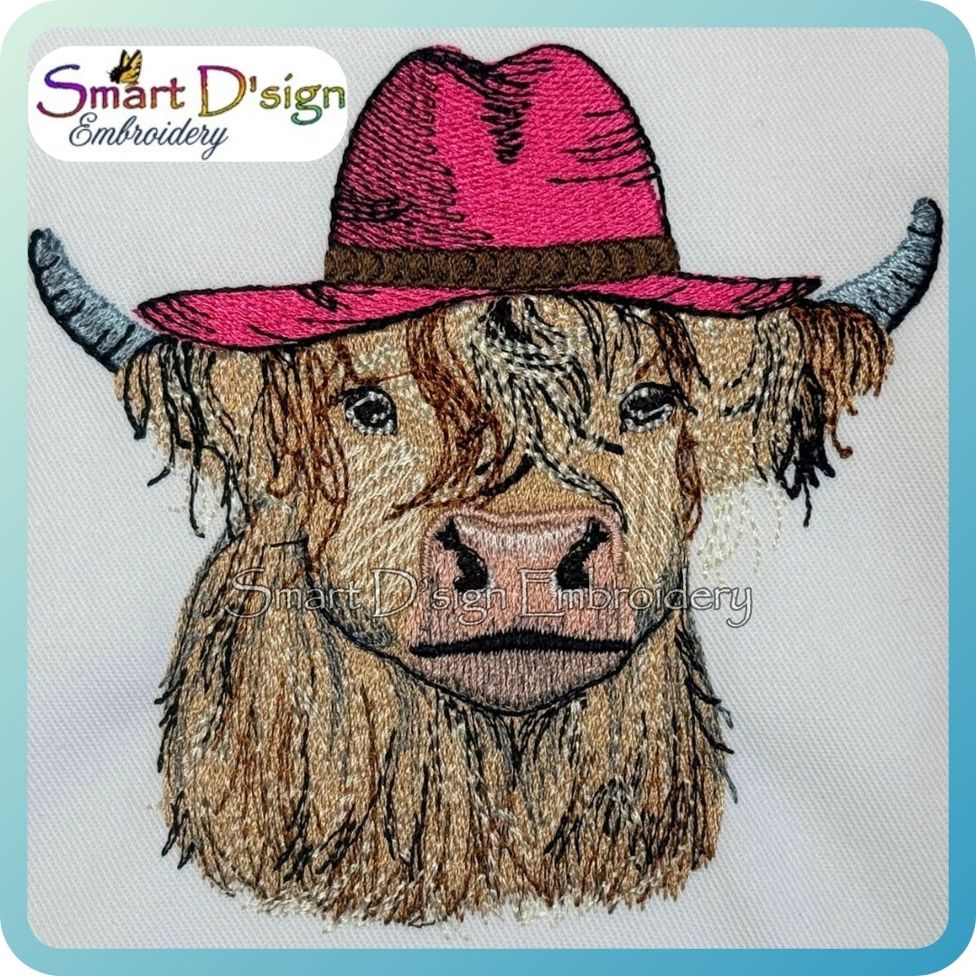 Highland Cow with Cowboy Hat