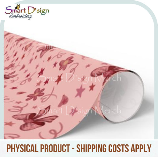 CHARMING PINK BOW GIFT WRAPPING PAPER - Unique Design by Smart D'sign