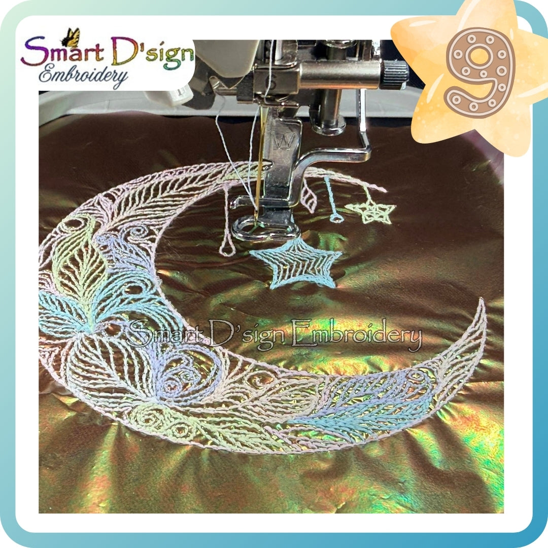 Feathery Moon (Colourful Line Art)