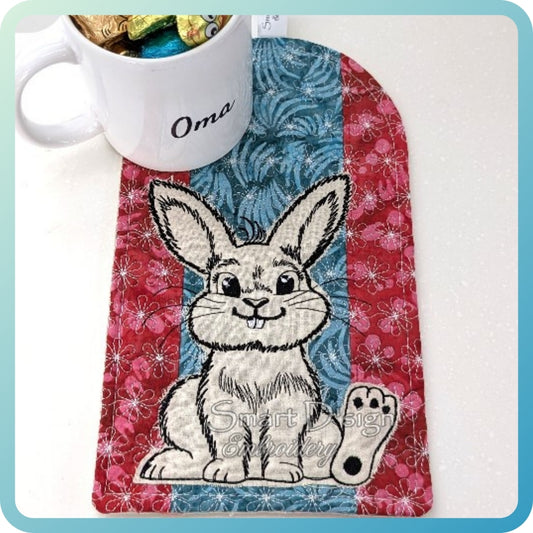 ITH Patchwork Potholder CUTE LITTLE BUNNY #1 Doodle Applique