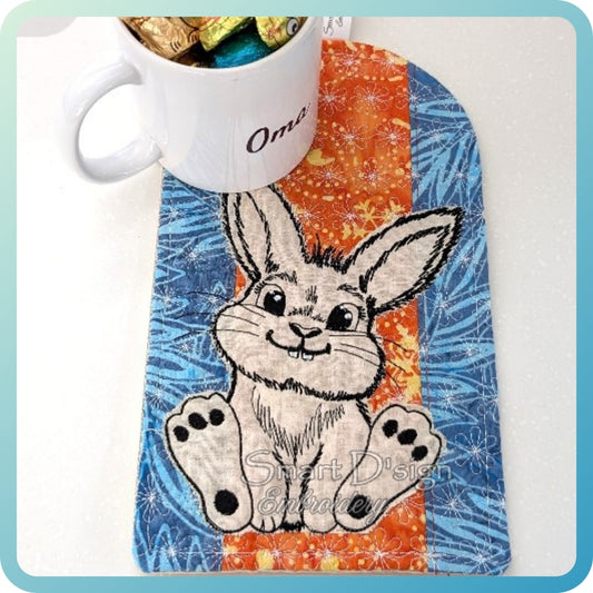 ITH Patchwork Potholder CUTE LITTLE BUNNY #2 Doodle Applique