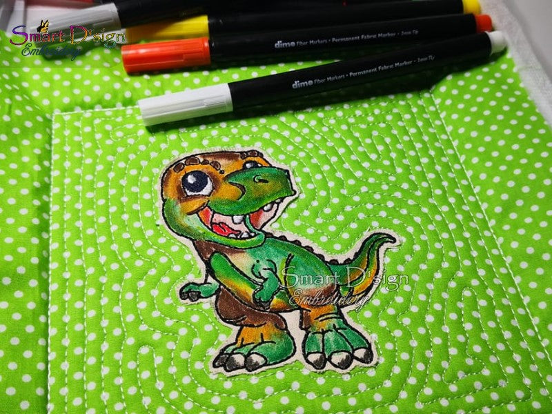 Coloured T-Rex Dinosaur Applique Ma