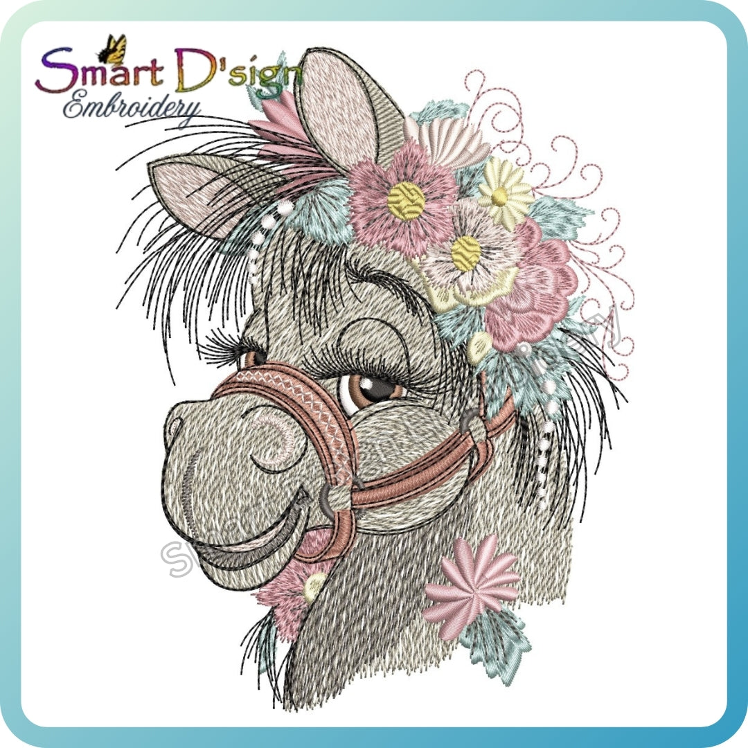 Zauberhaftes Pferd mit Blumen