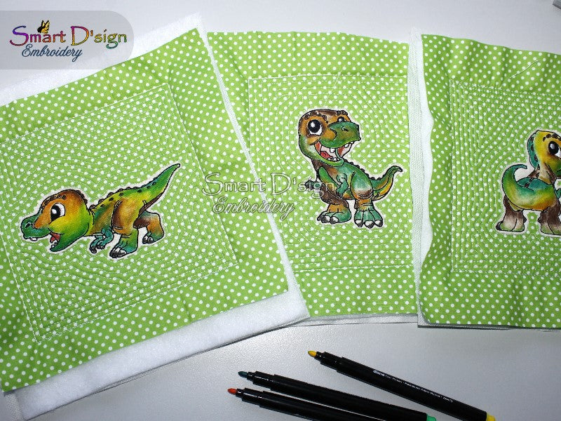 Cute T-Rex Doodle Applique Machine Embroidery Designs