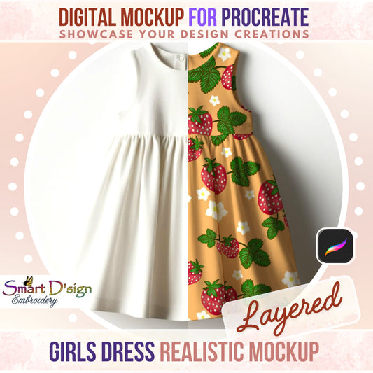 GIRL TODDLER SUMMER DRESS MOCKUP for PROCREATE / iPad