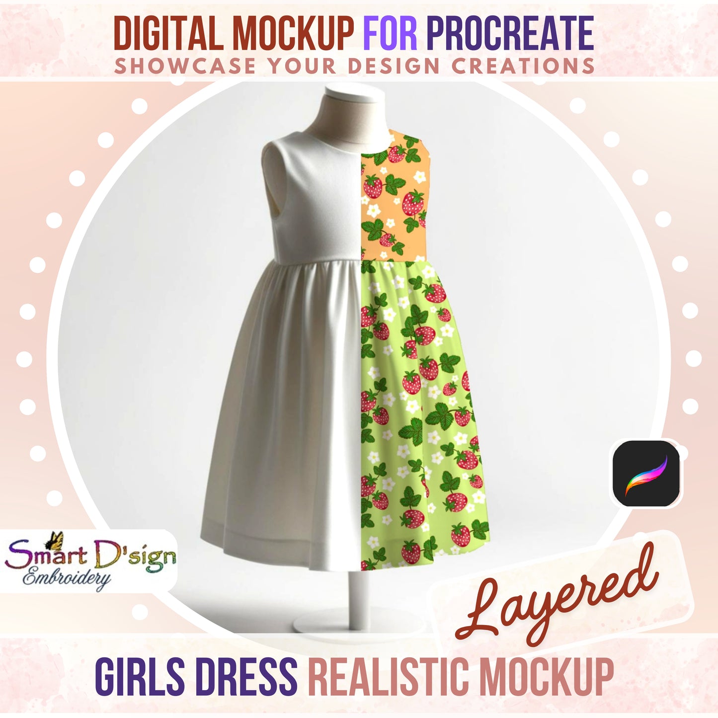 GIRL TODDLER BEACH DRESS MOCKUP for PROCREATE / iPad