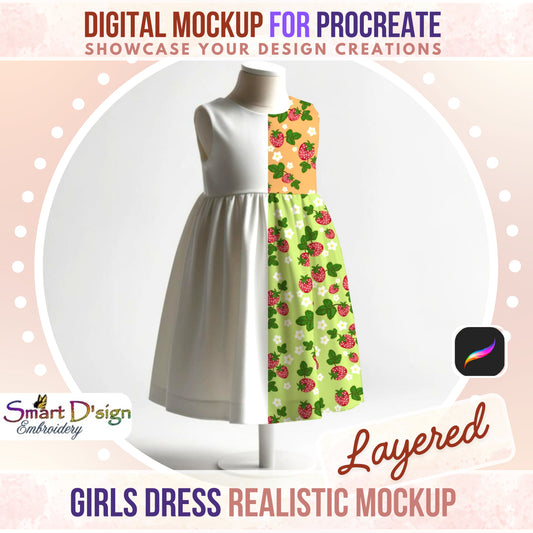 GIRL TODDLER BEACH DRESS MOCKUP for PROCREATE / iPad