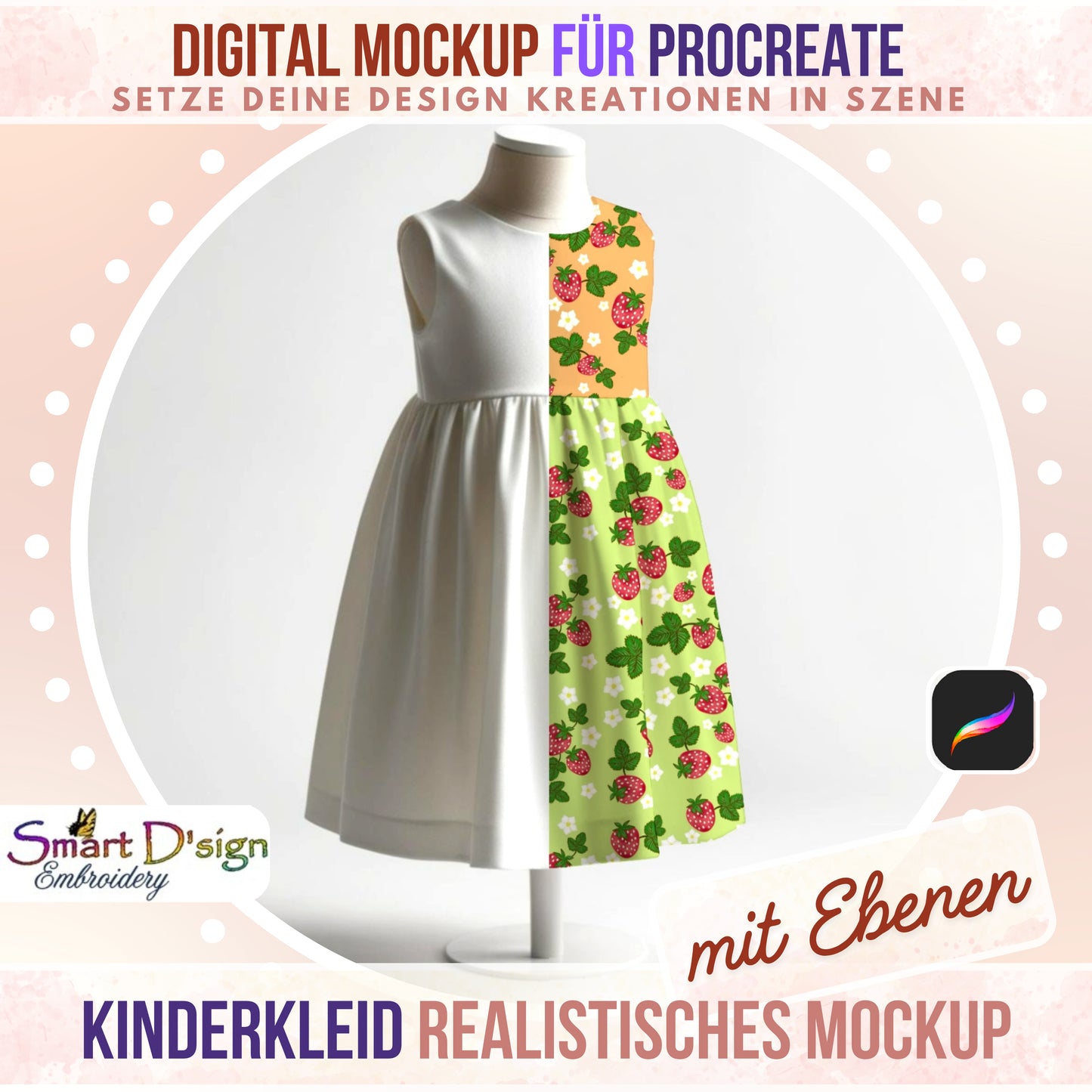 GIRL TODDLER BEACH DRESS MOCKUP for PROCREATE / iPad