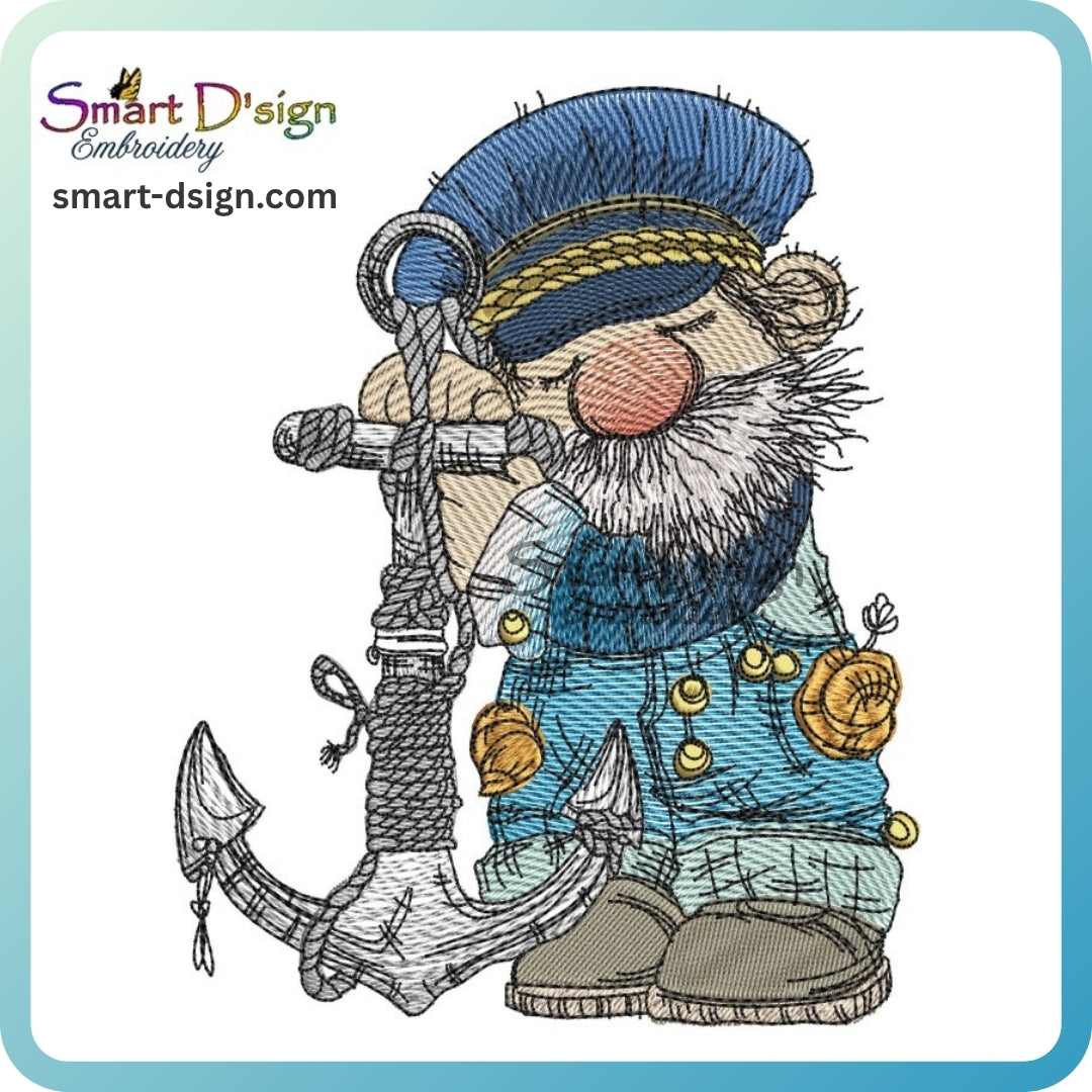 Kapitän Anker – Maritime Doodle Stickdatei
