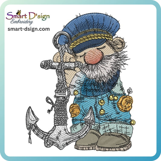 Capt'n Anchor Maritime Doodle Embroidery Design
