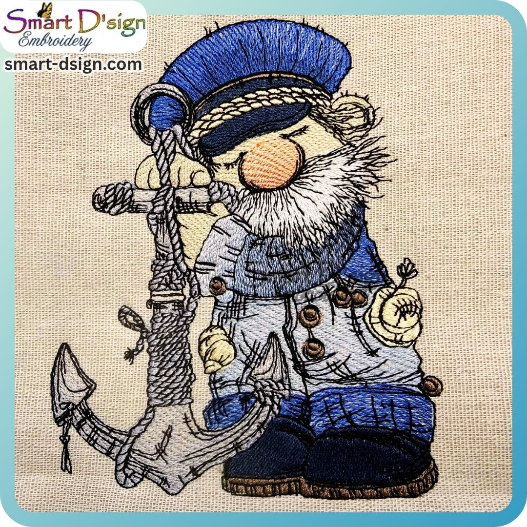 Kapitän Anker – Maritime Doodle Stickdatei