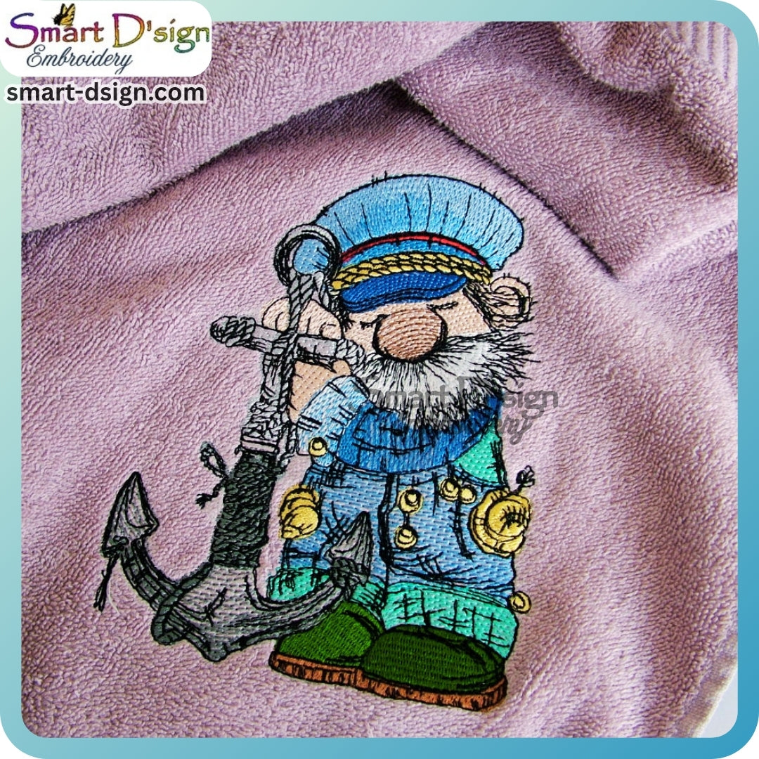 Kapitän Anker – Maritime Doodle Stickdatei