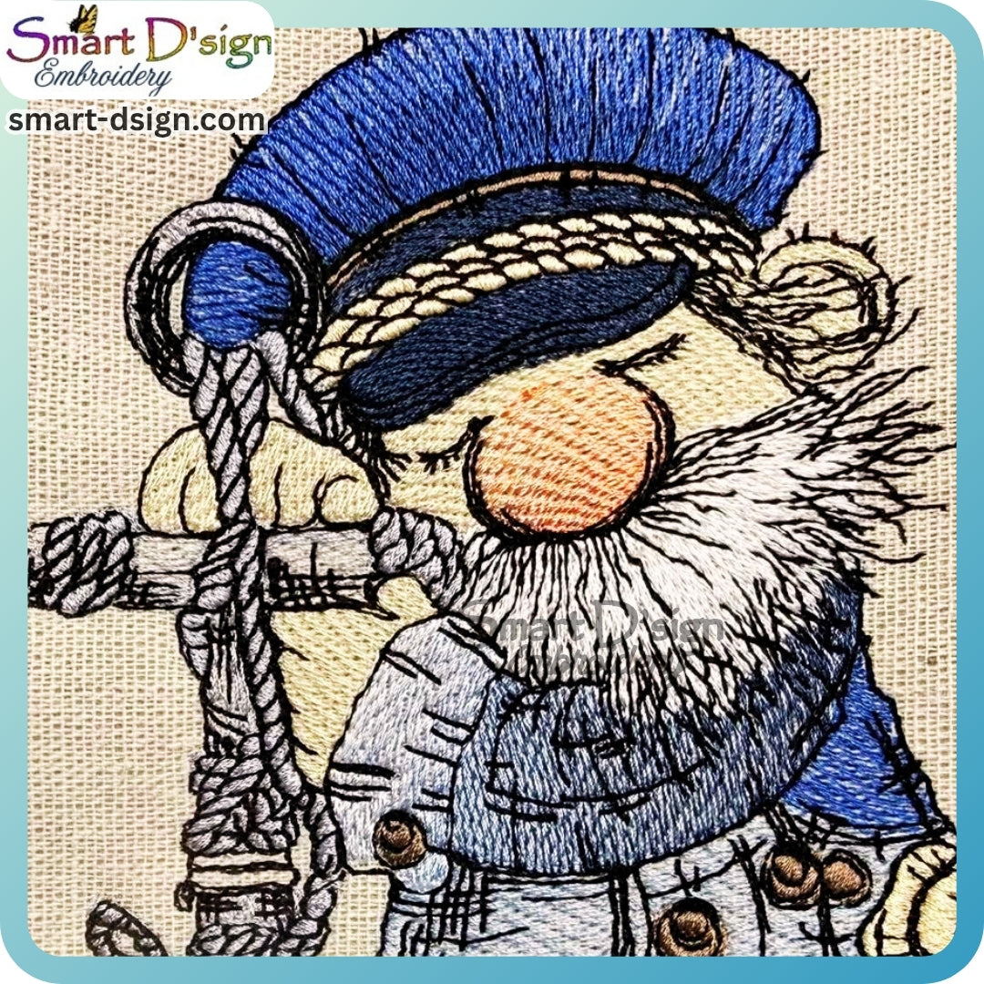 Kapitän Anker – Maritime Doodle Stickdatei