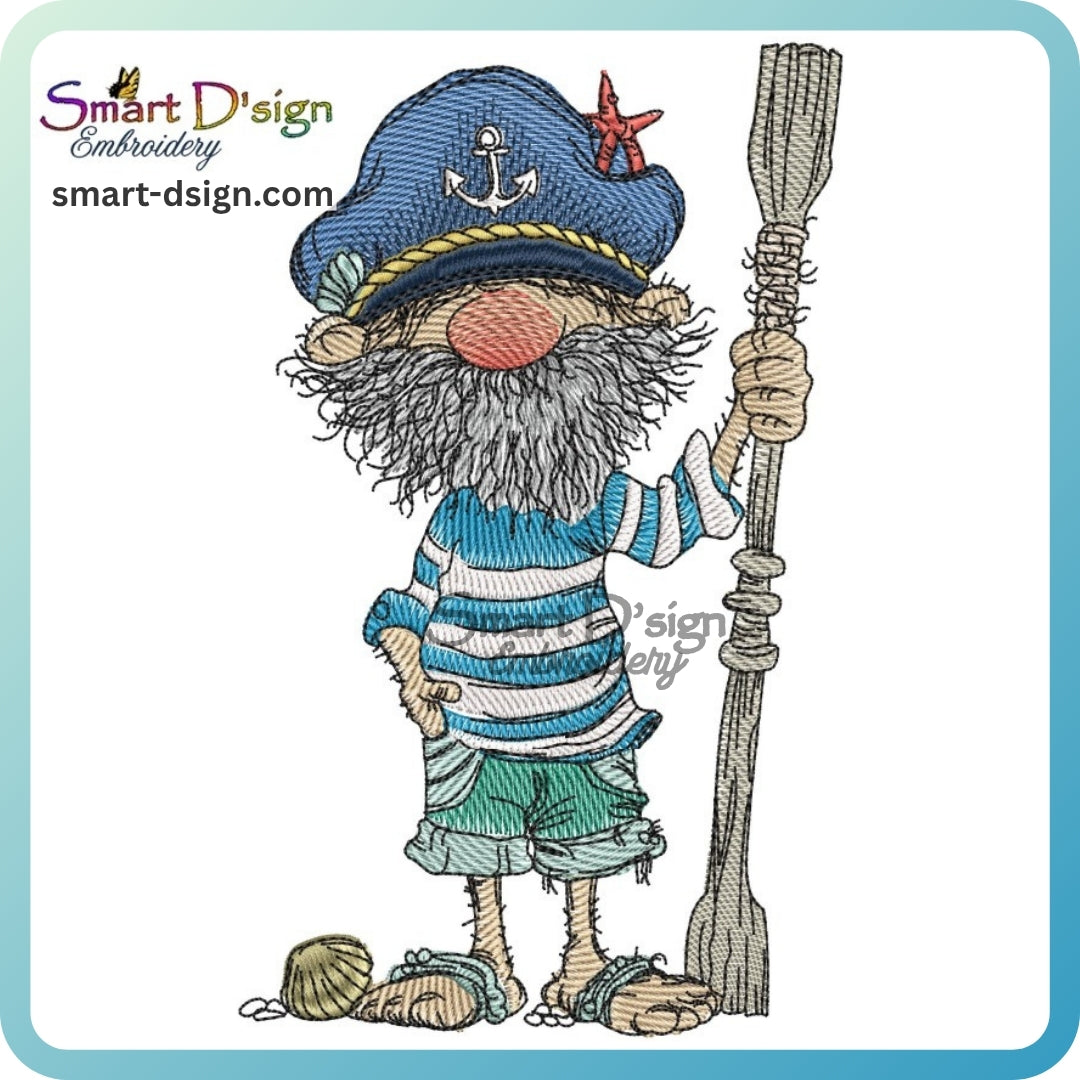 Kapitän Barfuß – Maritime Doodle Stickdatei