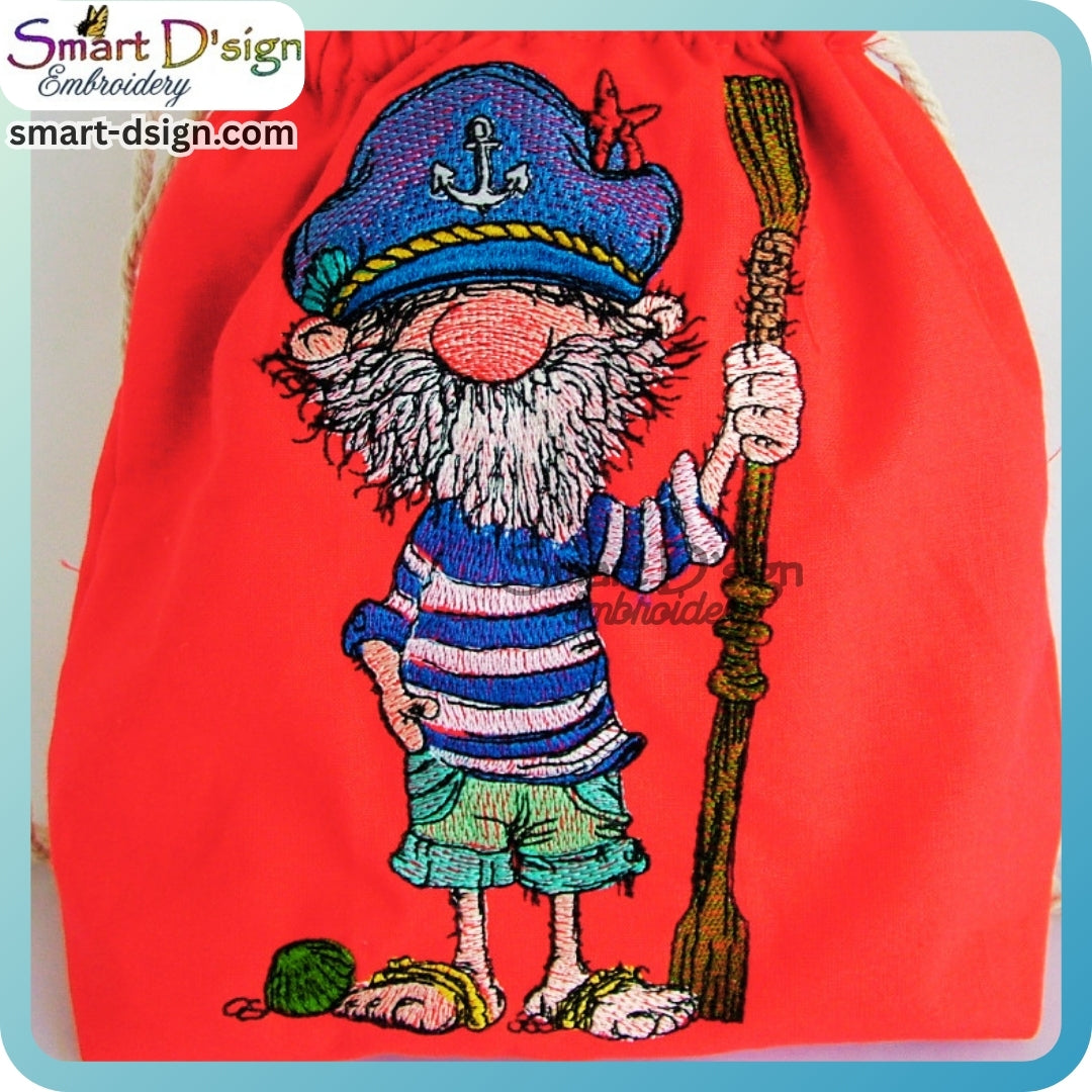 Kapitän Barfuß – Maritime Doodle Stickdatei