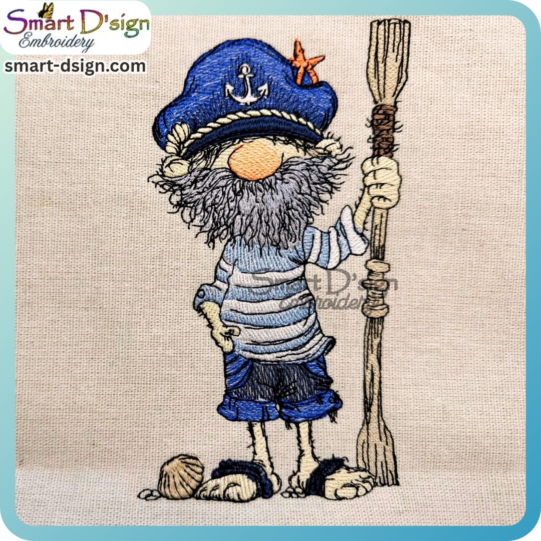 Kapitän Barfuß – Maritime Doodle Stickdatei