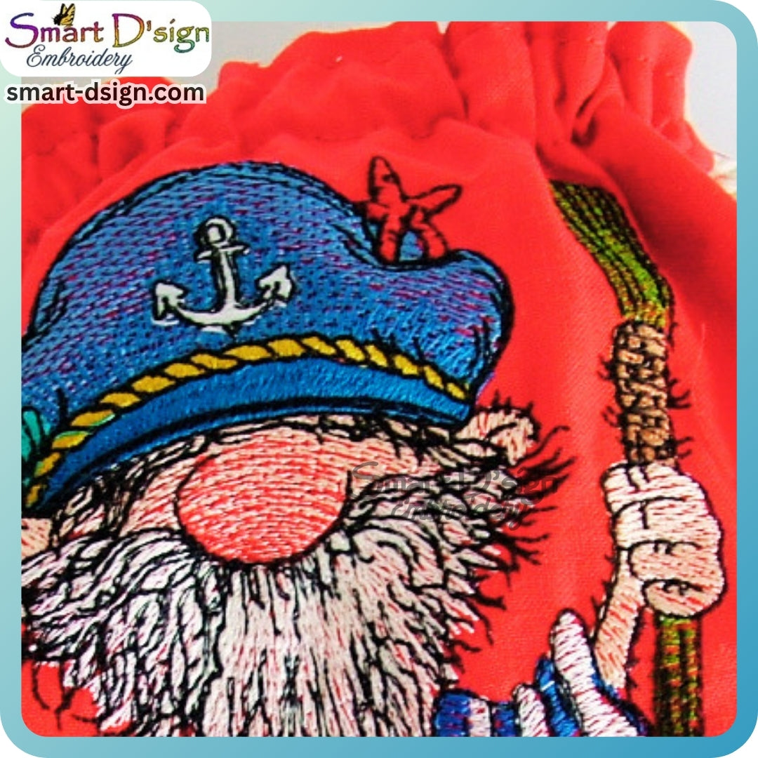 Kapitän Barfuß – Maritime Doodle Stickdatei