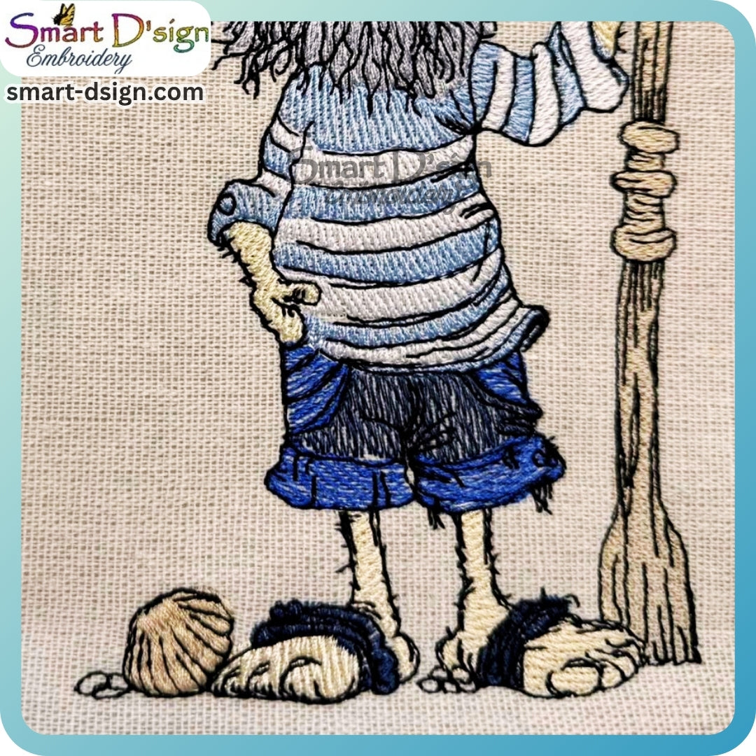 Kapitän Barfuß – Maritime Doodle Stickdatei