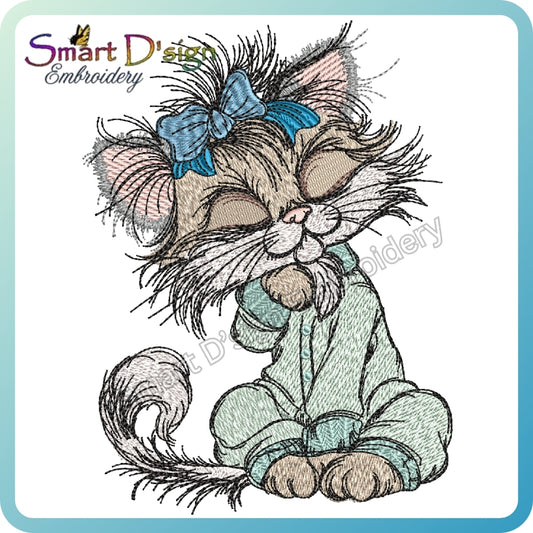 Cute Kitten in Pyjamas