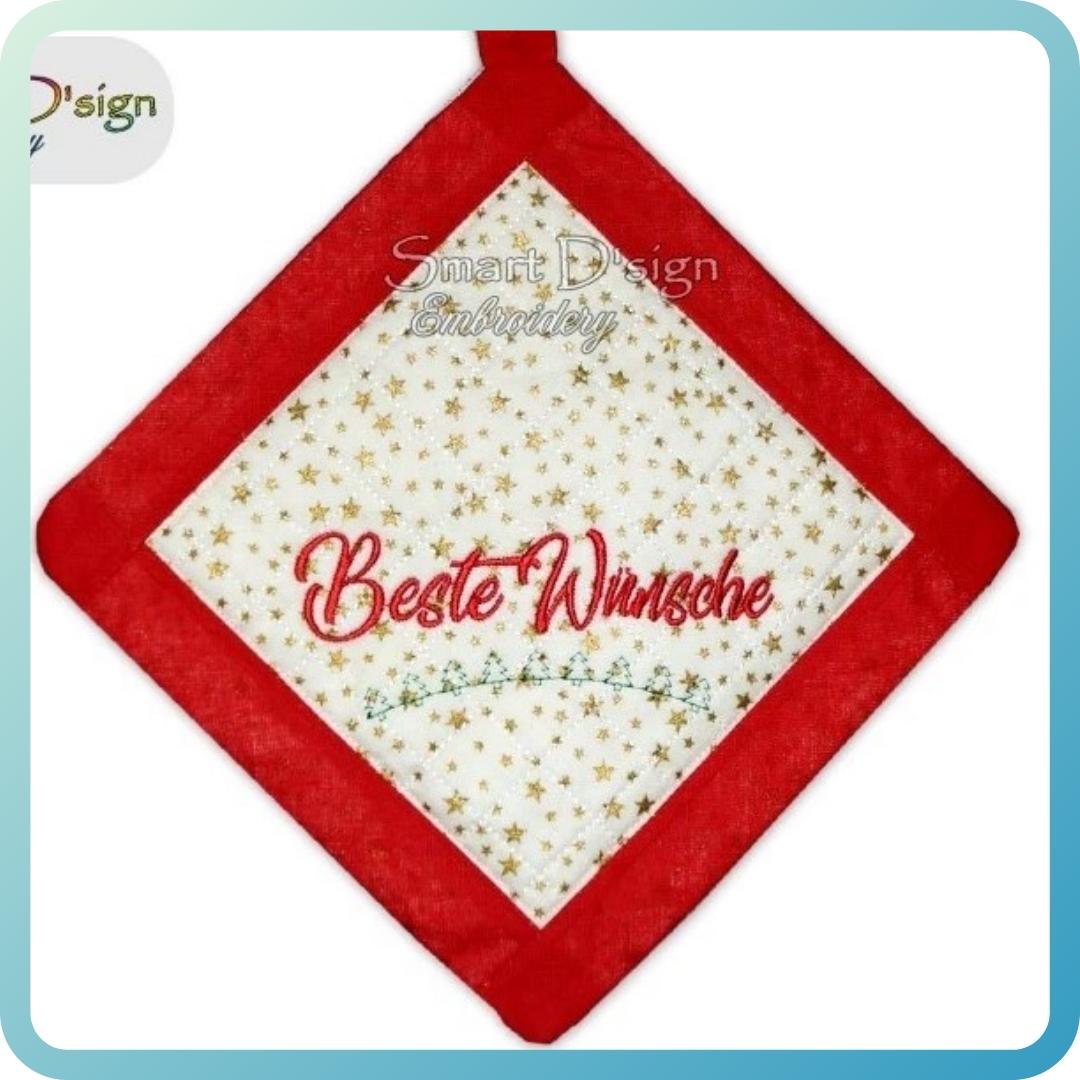 ITH SQUARE PATCHWORK POTHOLDER BESTE WÜNSCHE