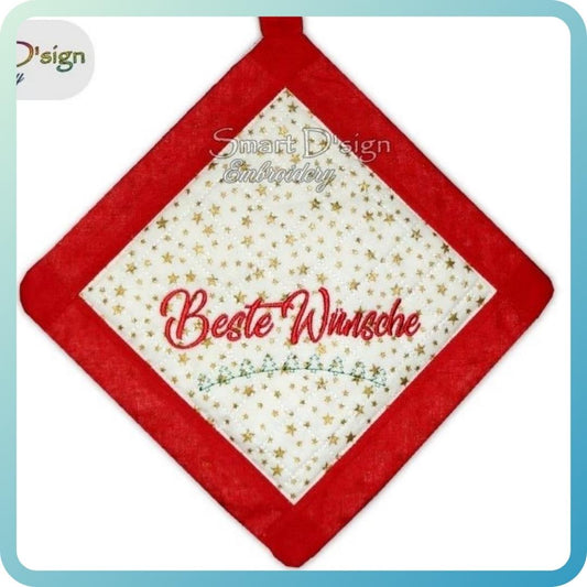 ITH SQUARE PATCHWORK POTHOLDER BESTE WÜNSCHE