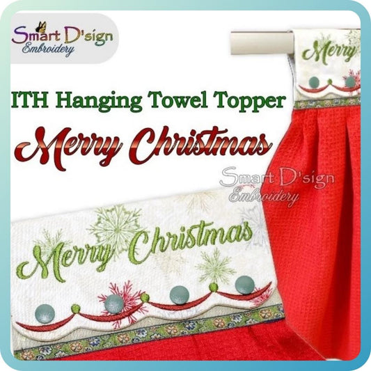 ITH Hanging Towel Topper MERRY CHRISTMAS