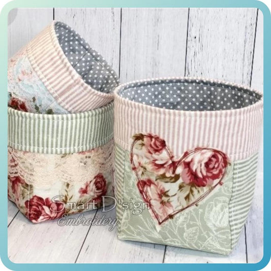 ITH ORGANISER BASKET VINTAGE PATCHWORK STYLE
