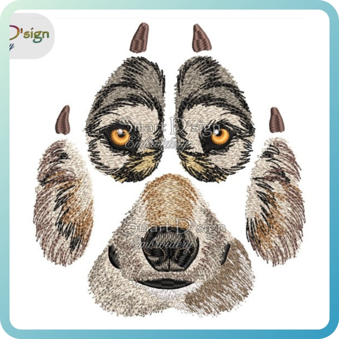 Wolf Paw Print Machine Embroidery Design