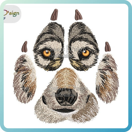 Wolf Paw Print Machine Embroidery Design