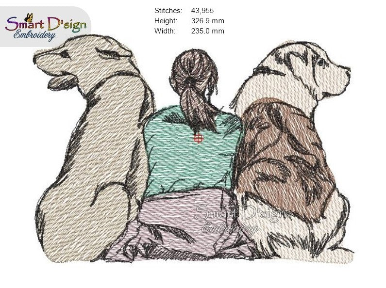 ADOPTED - DOG FRIENDS Doodle Sketch Motif