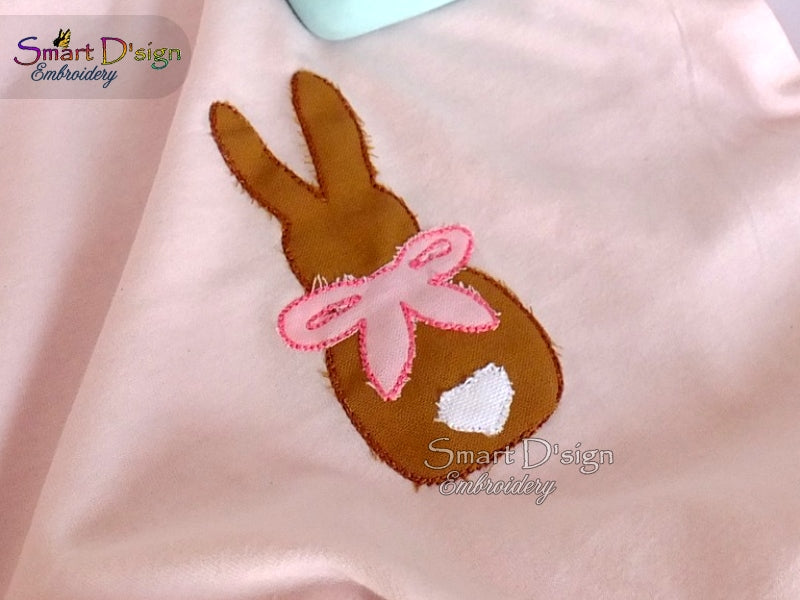 Simple BUNNY Doodle Applique 4x4 inch