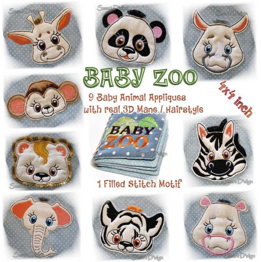 BABY ZOO TIERE FRANSENAPPLIKATIONEN Set