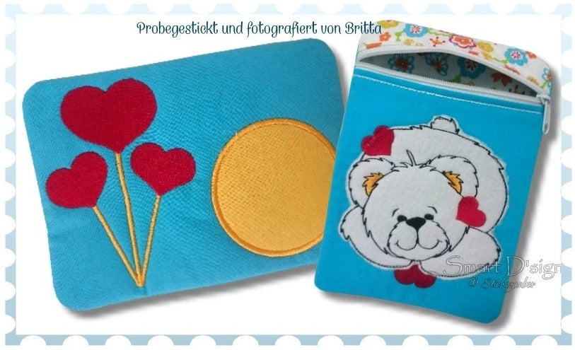 TEDDY BÄRIGE UMARMUNGEN Redwork Applikationen Set